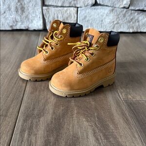 Timberland Kids Brown Boots with Yellow Laces
